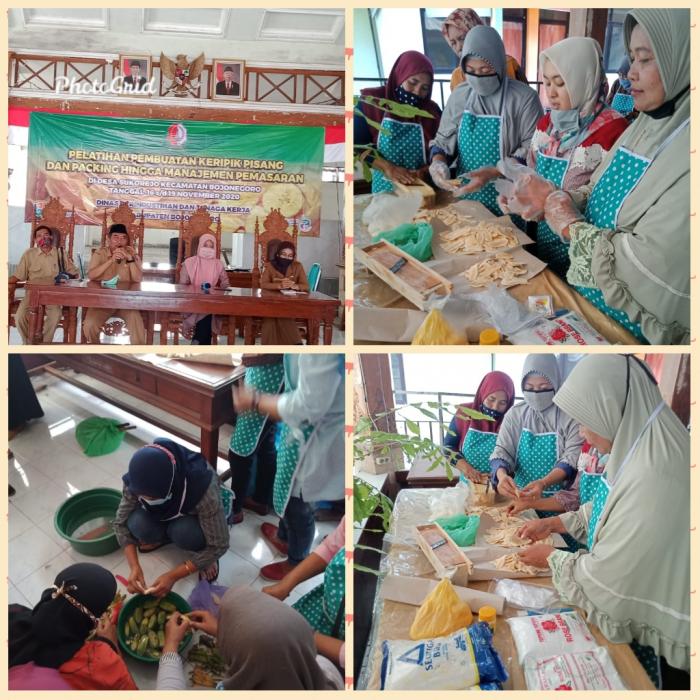 Pelatihan pembuatan kripik pisang dan packing hingga manajemen pemasaran di Desa Sukorejo Kecamatan Bojonegoro Jawa Timur