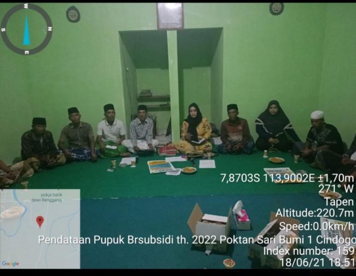 Sosialisasi Penginputan Erdkk Pupuk Bersubsidi Tahun 2022 Desa Cindogo Kec. Tapen
