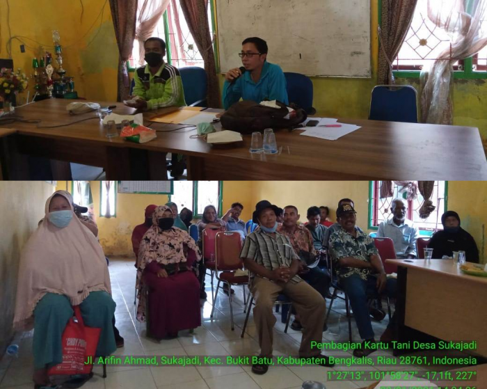 SOSIALISASI DAN PENYERAHAN KARTU TANI  DI DESA SUKAJADI KECAMATAN BUKIT BATU