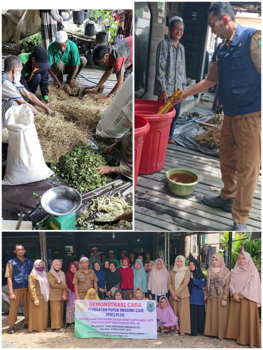 Kegiatan Demonstrasi Cara "Pembuatan Pupuk Organik Cair (POC)" di Kelompok Tani Pancaran Bahagia III, Desa Sungai Kuini Kecamatan Sungai Pandan Kabupaten Hulu Sungai Utara dengan Menggunakan Dana Desa 2022.