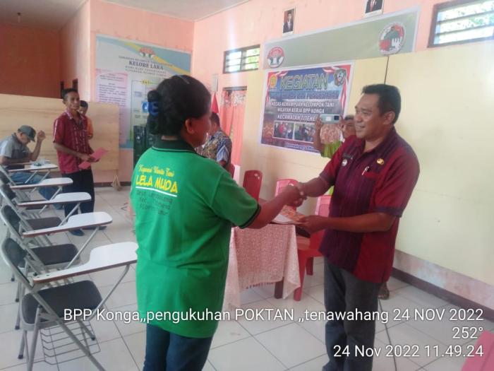 KEGIAATAN PENGUKUHAN KELAS KEMAMPUAN KELOMPOK TANI WILAYAH KERJA BPP KONGA KECAMATAN TITEHENA PERIODE NOPEMBER 2022 
