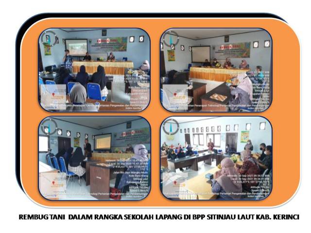REMBUG TANI  DALAM RANGKA SEKOLAH LAPANG  DI BPP SITINJAU LAUT KAB. KERINCI