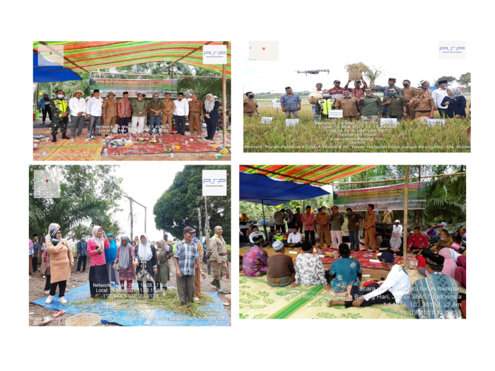 Syukuran Dan Doa Bersama Acara Panen Padi Sawah Ip 200 Kelompoktani Tunas Harapan Desa Sungai Baung Mengundang Pejabat Pemerintah Batang Hari